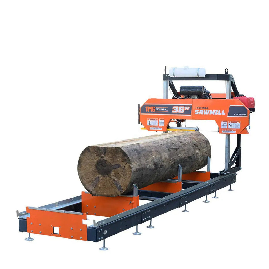 36" Portable Sawmill, 21 HP Honda V-Twin Engine, 13' Log Length, 4-Post Carriage with Saw Head Anti-tip Self-locking, TMG-PSM36