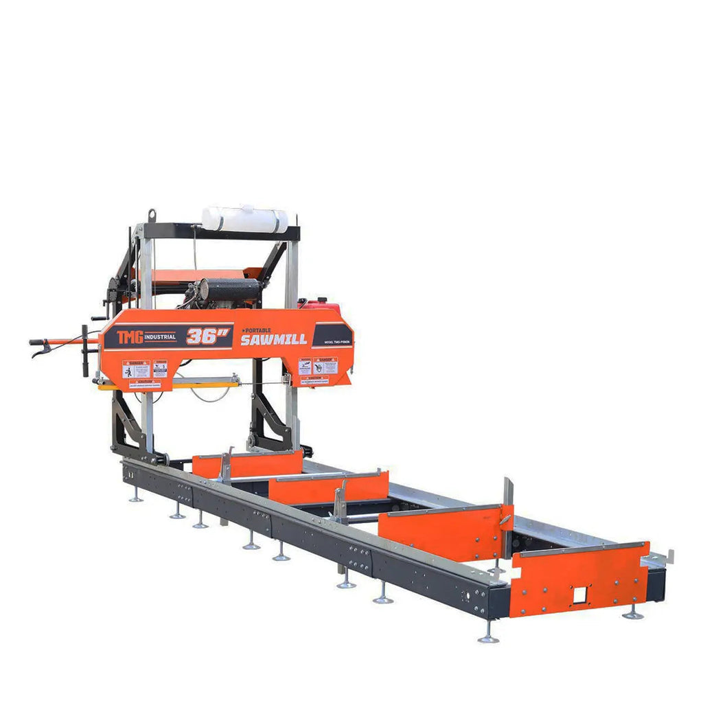 36" Portable Sawmill, 21 HP Honda V-Twin Engine, 13' Log Length, 4-Post Carriage with Saw Head Anti-tip Self-locking, TMG-PSM36