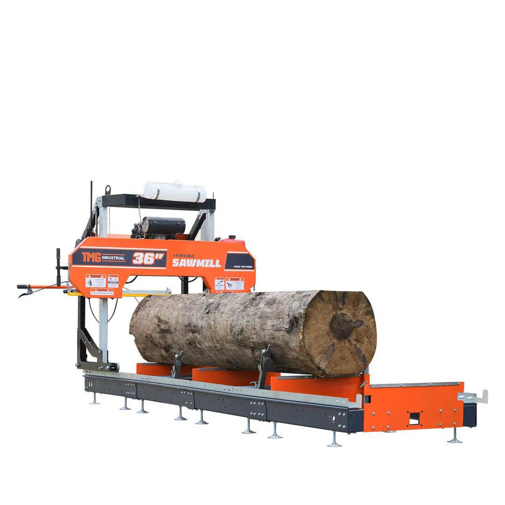 36" Portable Sawmill, 21 HP Honda V-Twin Engine, 13' Log Length, 4-Post Carriage with Saw Head Anti-tip Self-locking, TMG-PSM36