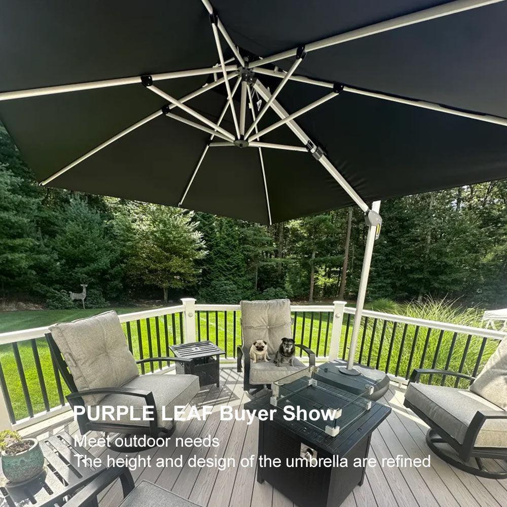PURPLE LEAF Round Cantilever Patio Umbrella Heavy Duty Umbrella for Porch Garden Pool