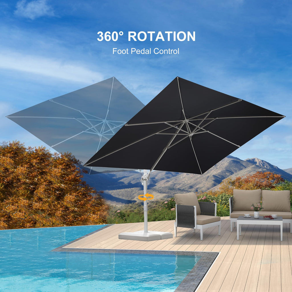 PURPLE LEAF Outdoor Patio Umbrella with Base, Best White Cantilever Umbrellas