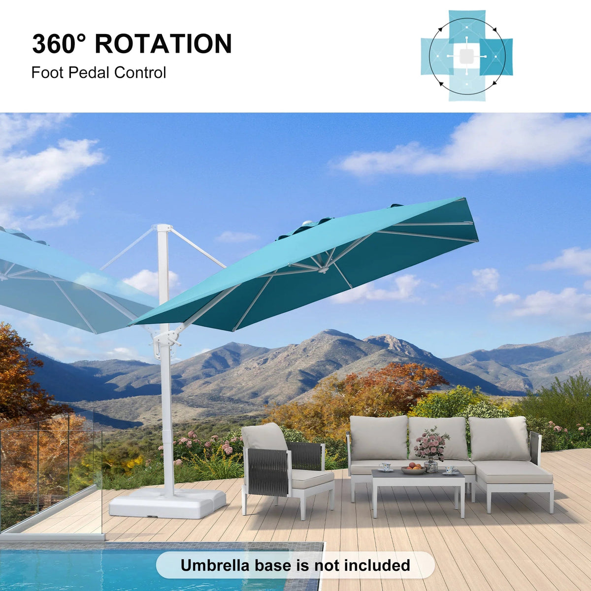 PURPLE LEAF Outdoor Patio Umbrella with Base, Best White Cantilever Umbrellas