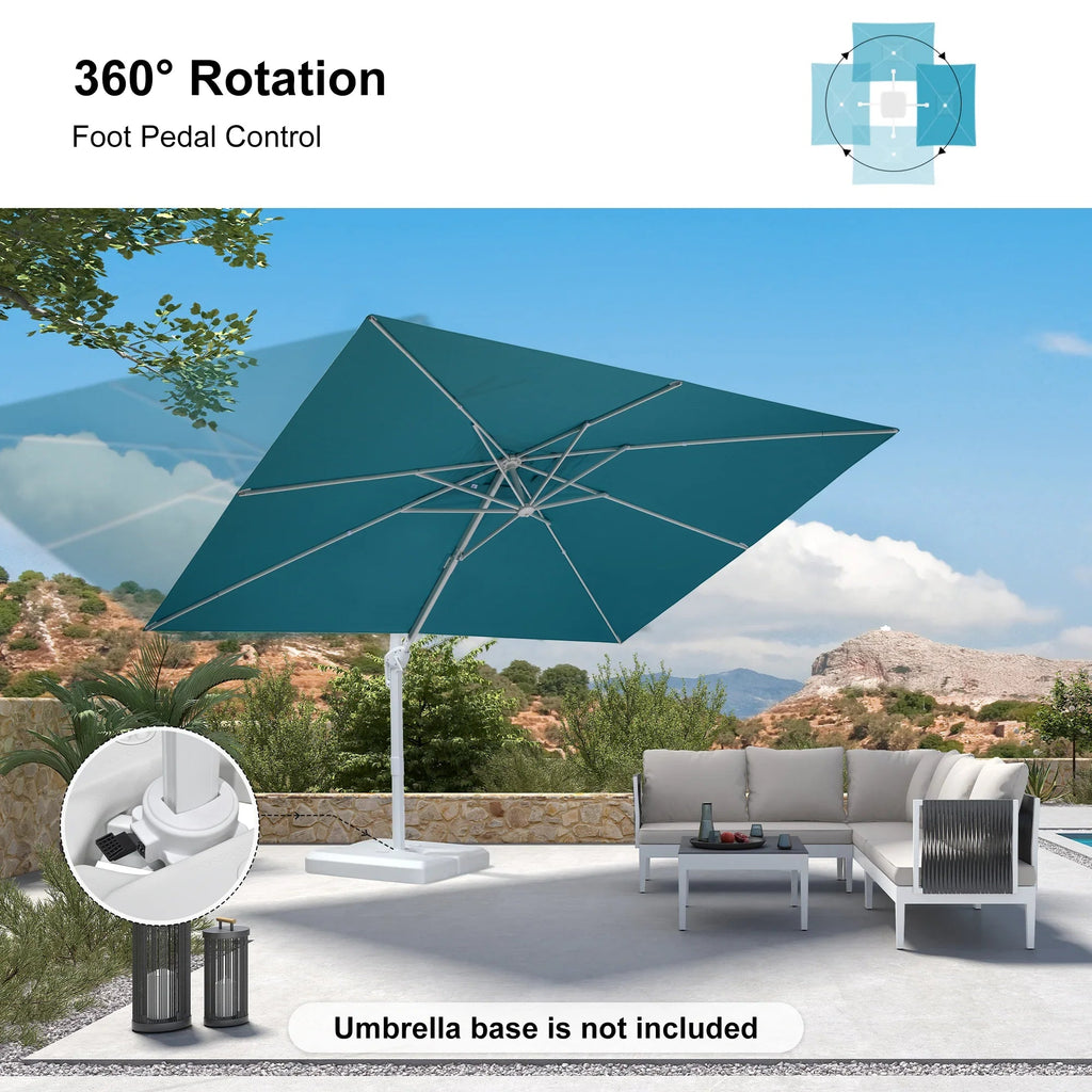 PURPLE LEAF Outdoor Patio Umbrella with Base, Best White Cantilever Umbrellas