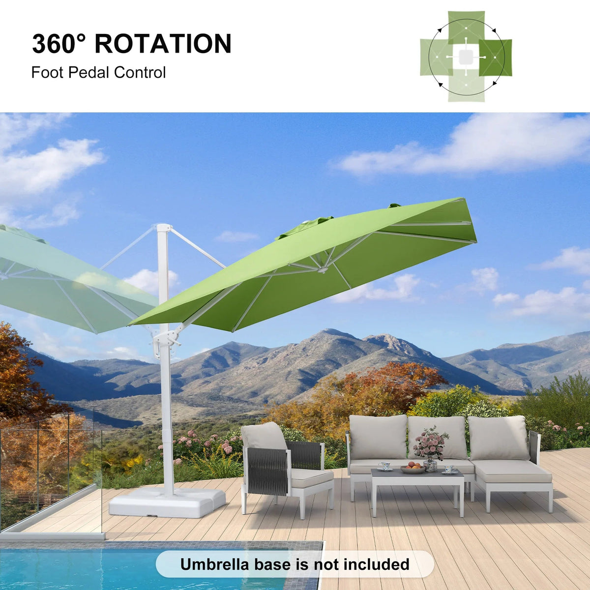 PURPLE LEAF Outdoor Patio Umbrella with Base, Best White Cantilever Umbrellas