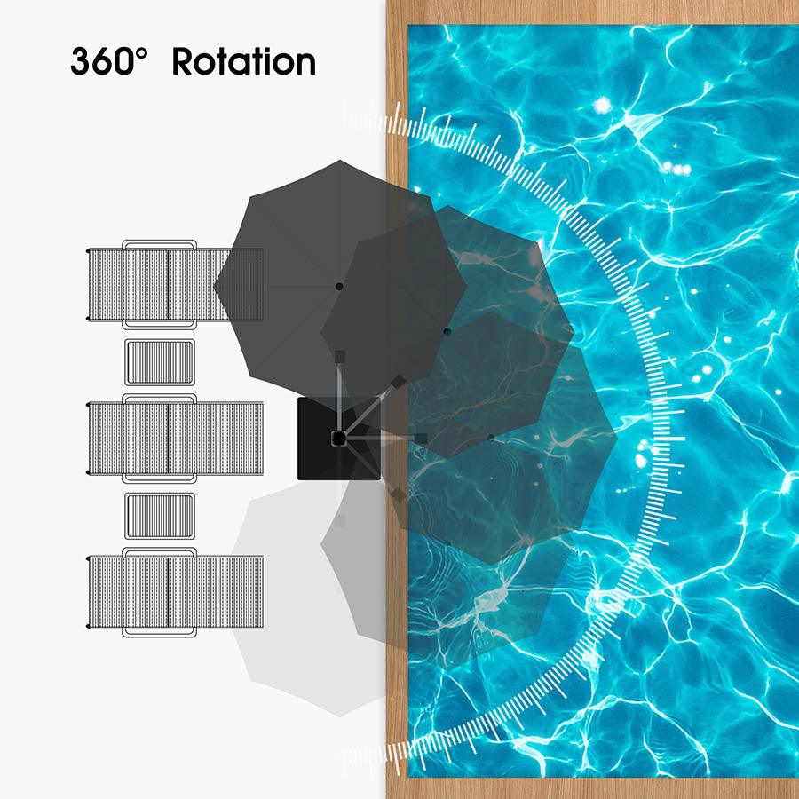 PURPLE LEAF Round Cantilever Patio Umbrella Heavy Duty Umbrella for Porch Garden Pool