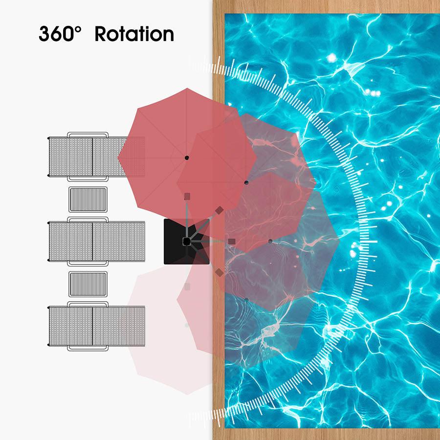 PURPLE LEAF Round Cantilever Patio Umbrella Heavy Duty Umbrella for Porch Garden Pool