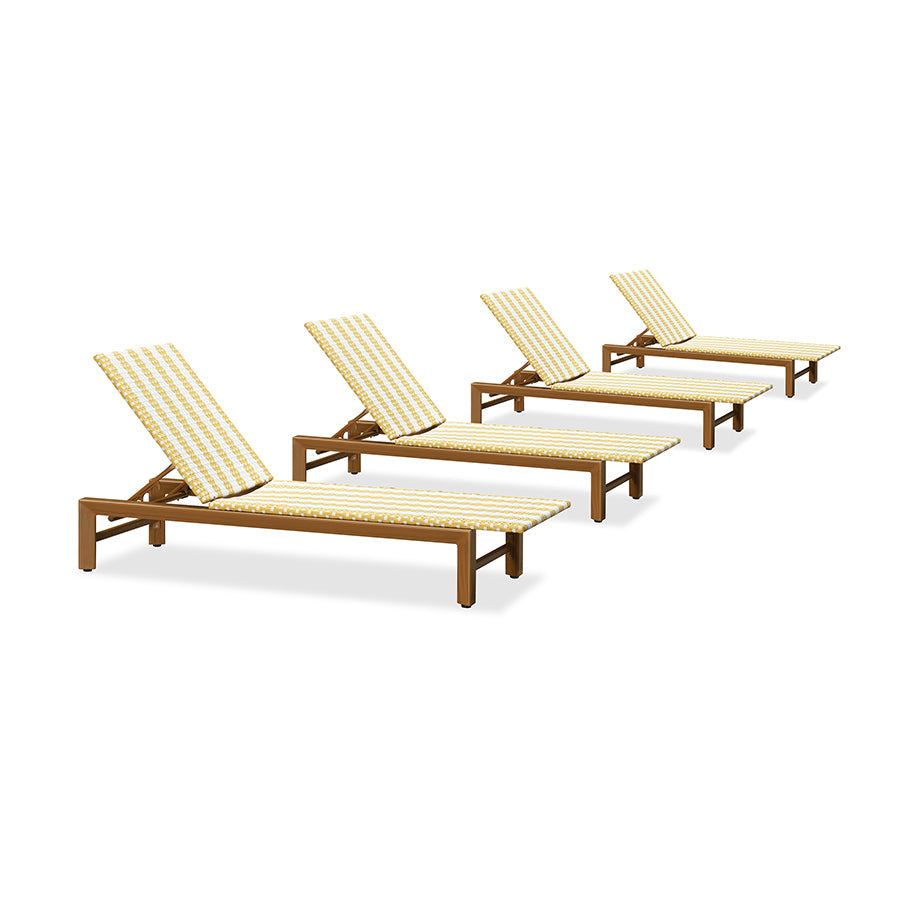 PURPLE LEAF Outdoor Teak Chaise Lounge Chair, Wood Grain Aluminum Outdoor Pool Lounge Chairs with Adjustable Backrest, Breathable Recliner for Patio, Poolside, Garden
