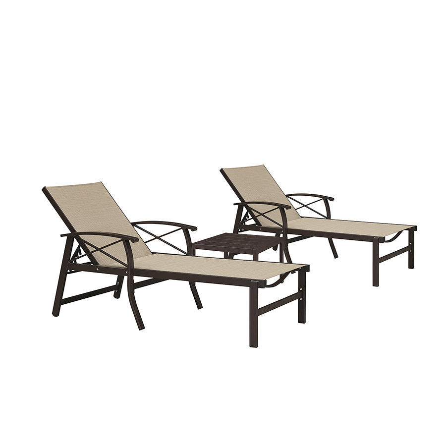 PURPLE LEAF Outdoor Chaise Lounge Chair Patio Pool Lounger Aluminum Chairs with Side Table and Wheels Adjustable Tanning Recliner with Armrests for Outside Backyard Deck Beach