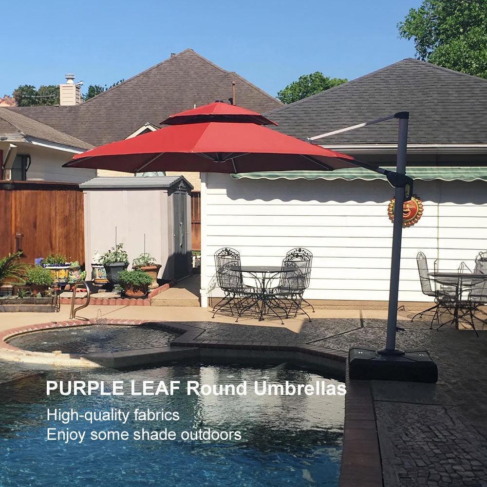 PURPLE LEAF Round Cantilever Patio Umbrella Heavy Duty Umbrella for Porch Garden Pool