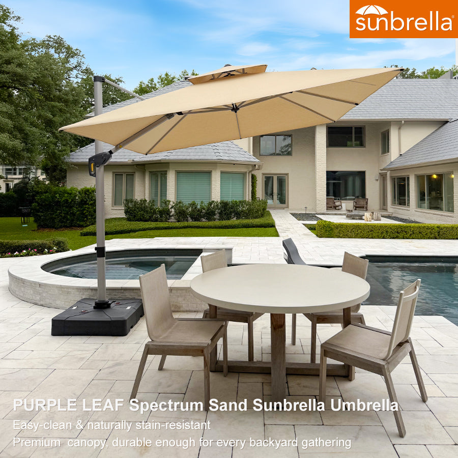 PURPLE LEAF – Parasol de terrasse Premium Classic SUNBRELLA déporté