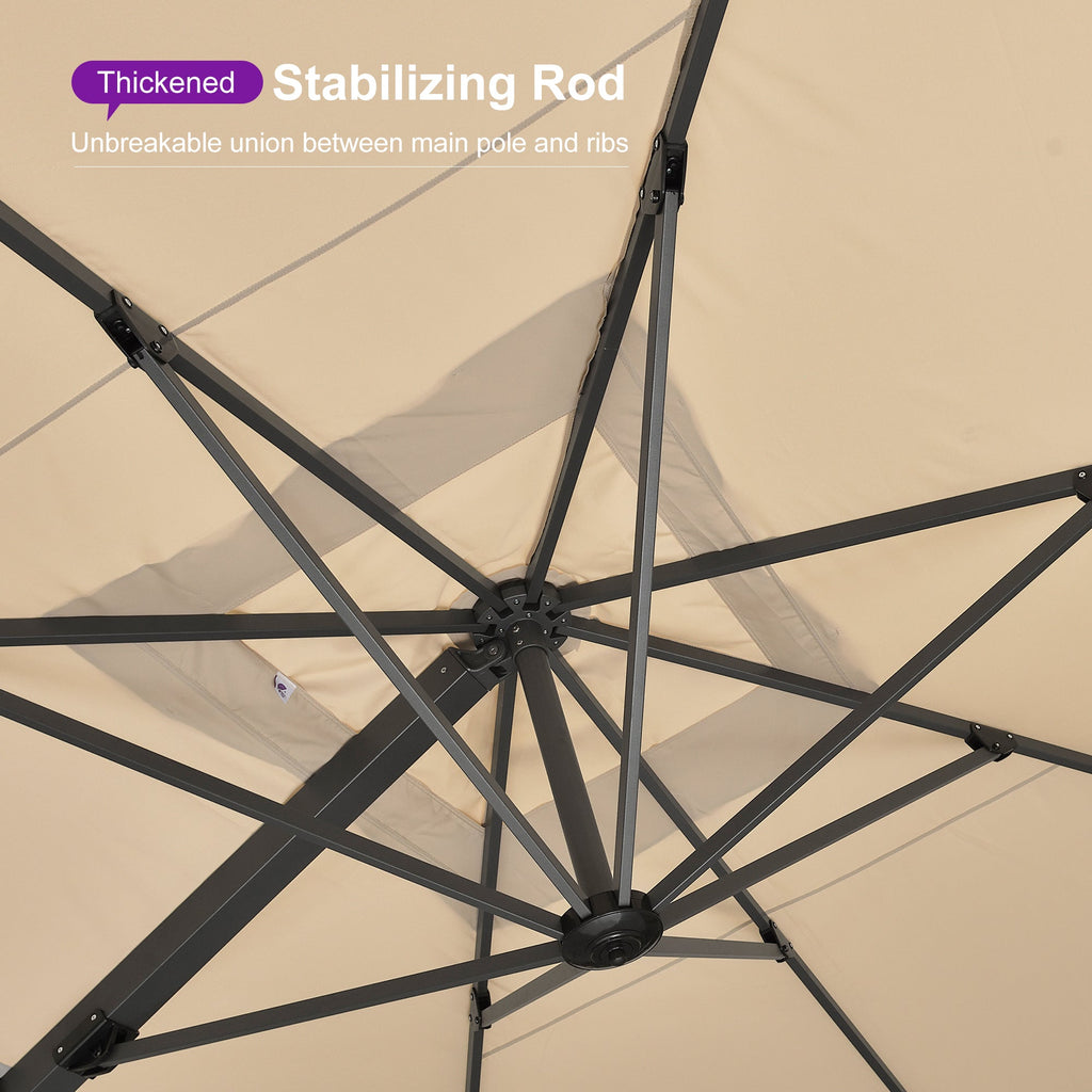 PURPLE LEAF Heavy Duty Cantilever Patio Umbrella Extra Large Outdoor Umbrella for Yard, Garden, Pool