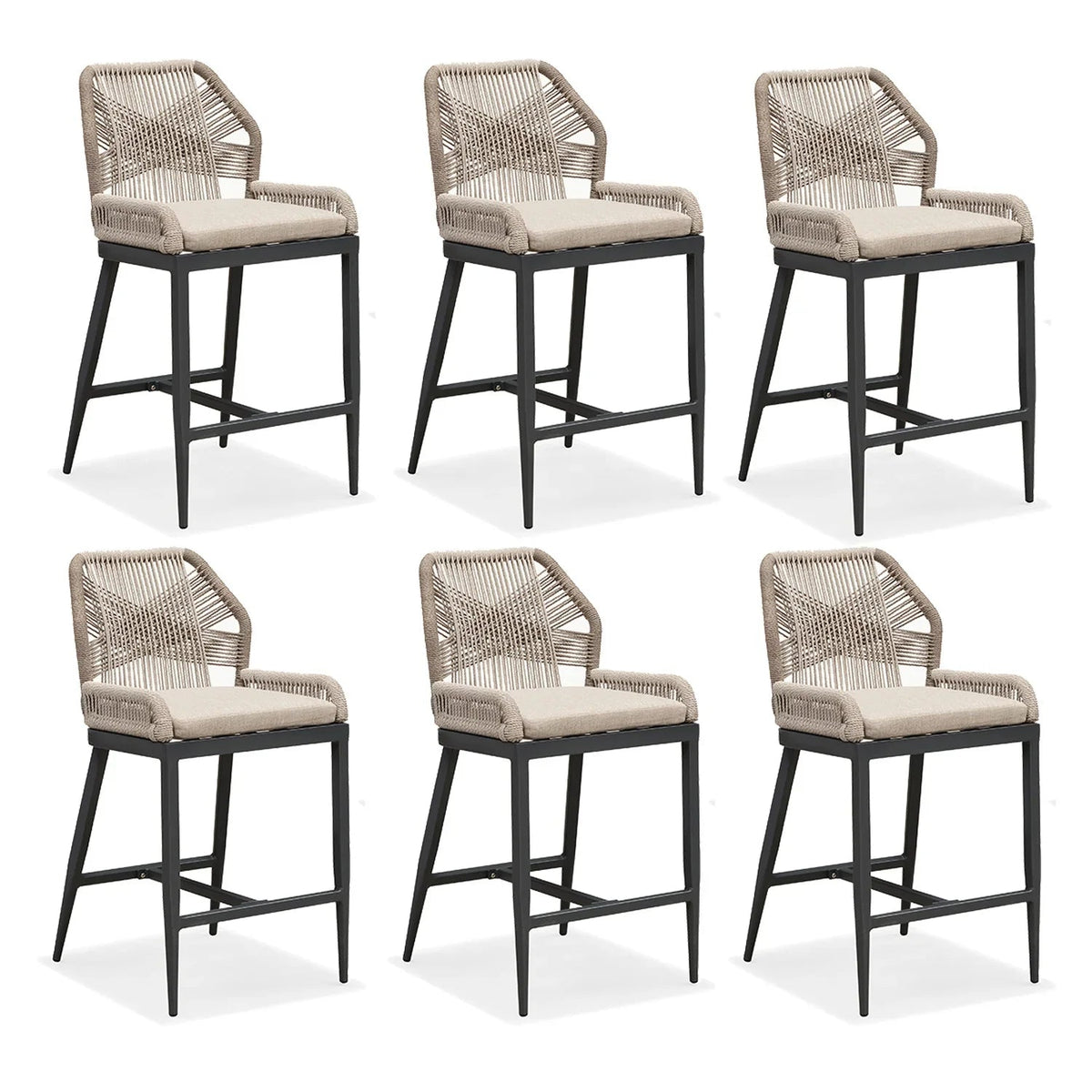 PURPLE LEAF Outdoor Bar Stool Set of 6, Wicker Chairs Bar Chairs with Cushion, All-Weather Patio Furniture kitchen stools