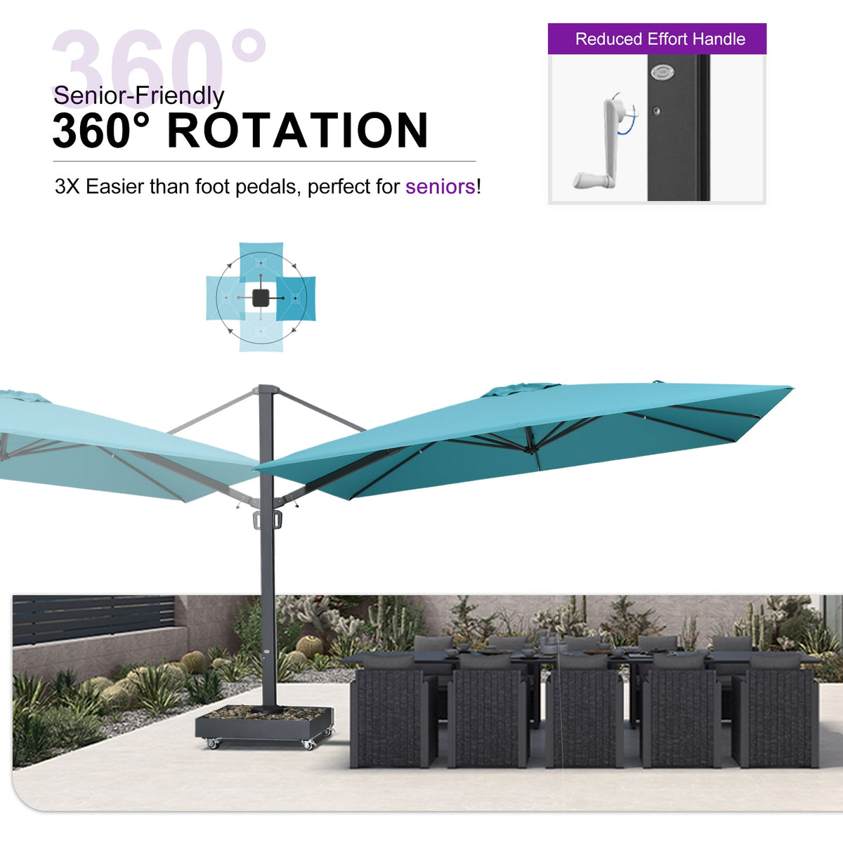 PURPLE LEAF Heavy Duty Cantilever Patio Umbrella Extra Large Outdoor Umbrella for Yard, Garden, Pool