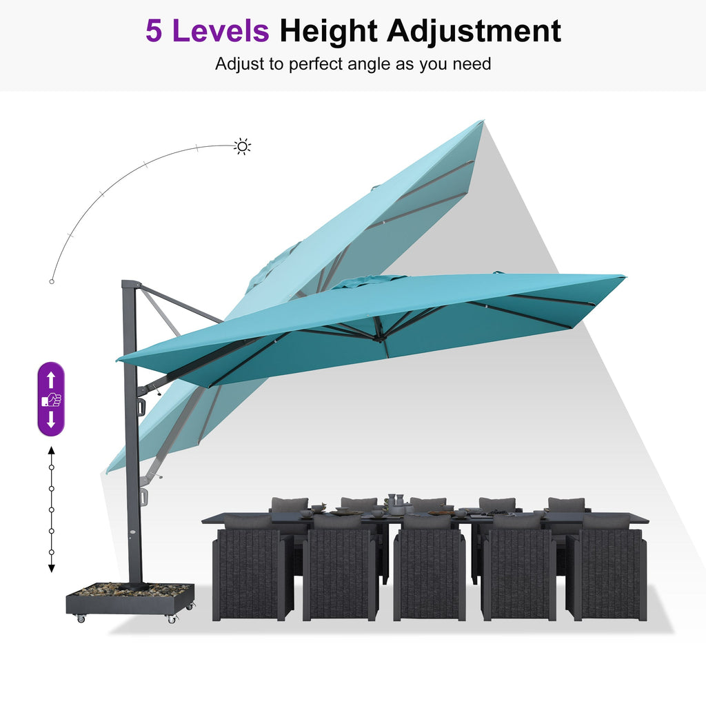 PURPLE LEAF Heavy Duty Cantilever Patio Umbrella Extra Large Outdoor Umbrella for Yard, Garden, Pool