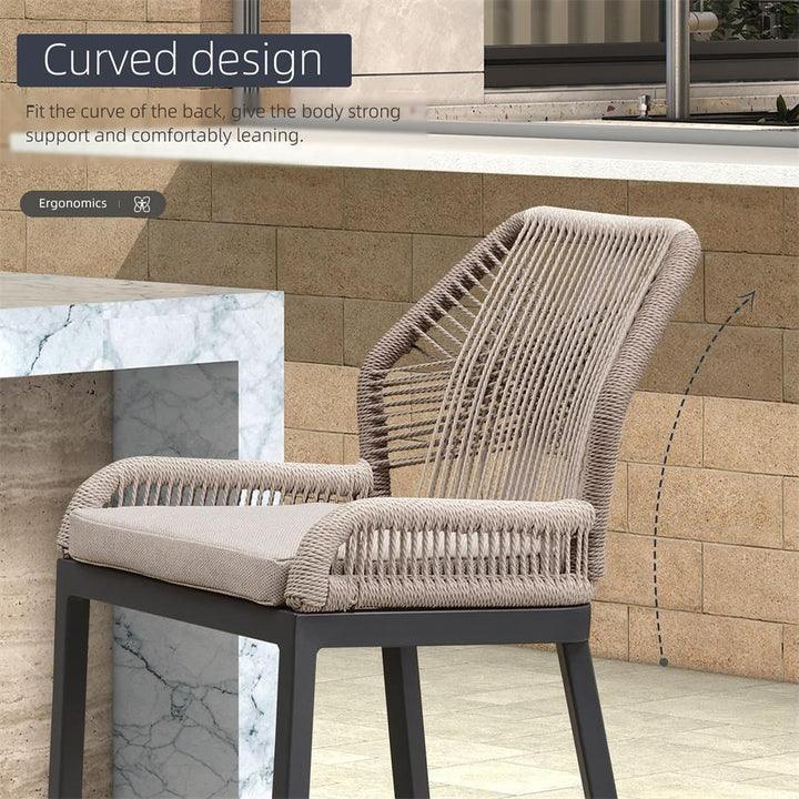 PURPLE LEAF Bar Stools Set of 4 Outdoor Aluminum Barstools with Back Modern Wicker Rattan Boho Garden Pool Patio Bar Chairs