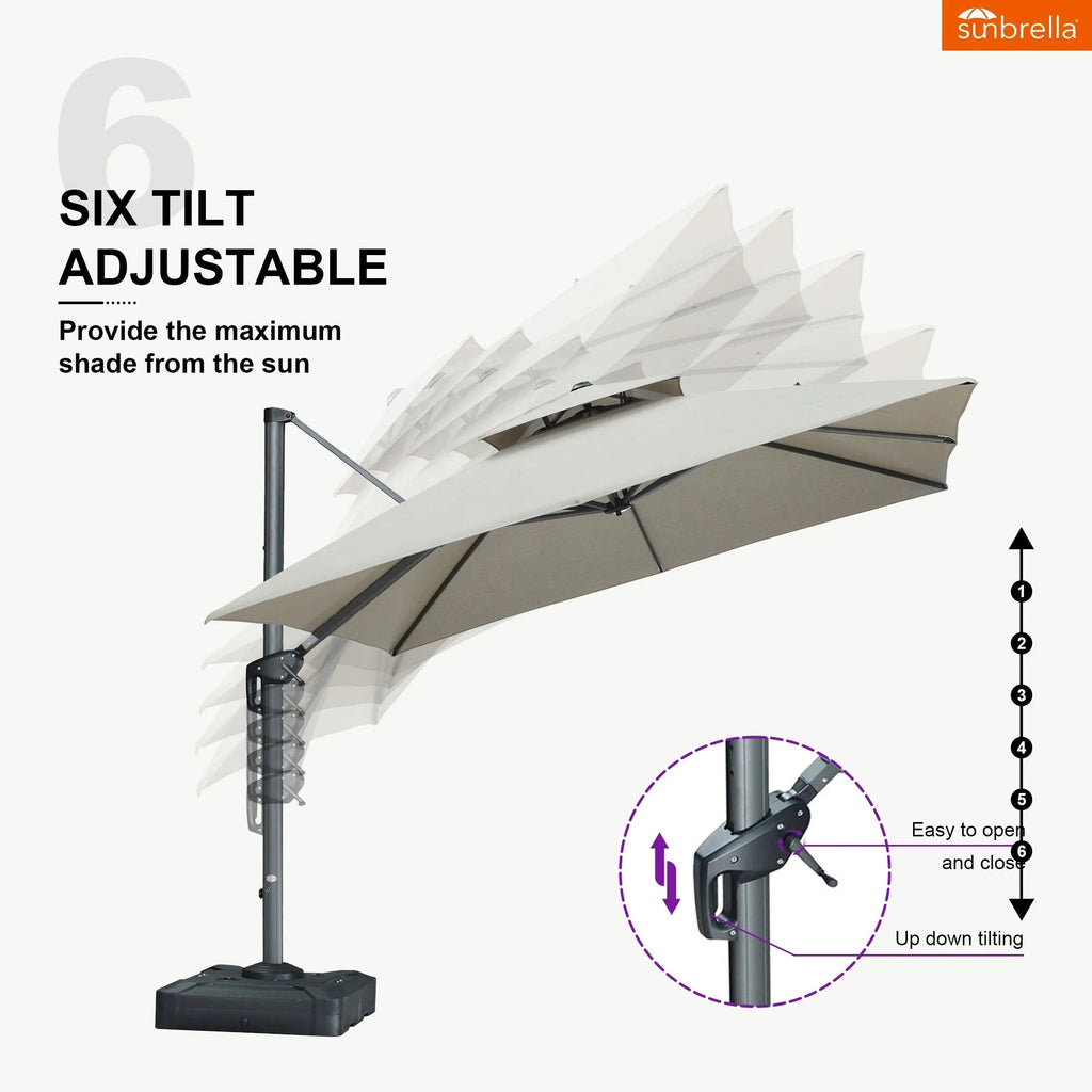 PURPLE LEAF SUNBRELLA Cantilever Umbrella Grey Aluminum Patio Umbrella