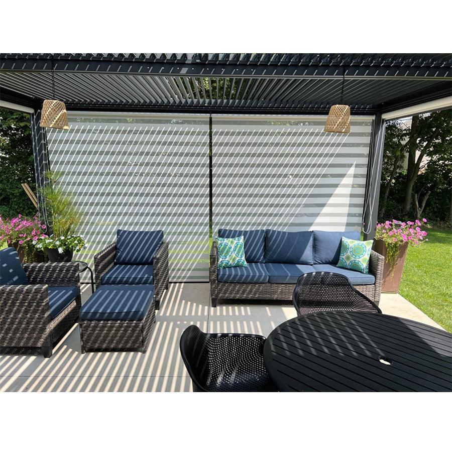 PURPLE LEAF Athena Louvered Pergola Grey Outdoor Aluminum Pergola with Roller Blind Adjustable Gazebo for Patio Deck Garden