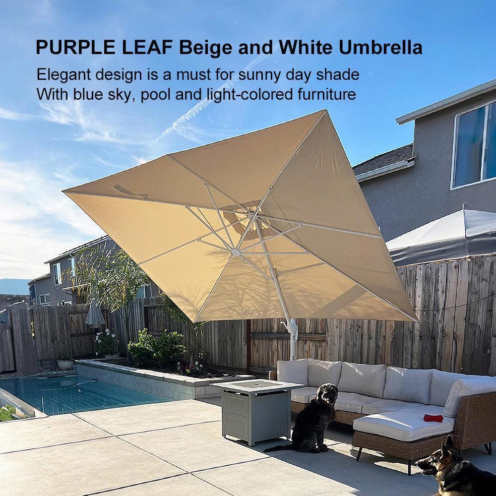 PURPLE LEAF Outdoor Patio Umbrella with Base, Best White Cantilever Umbrellas