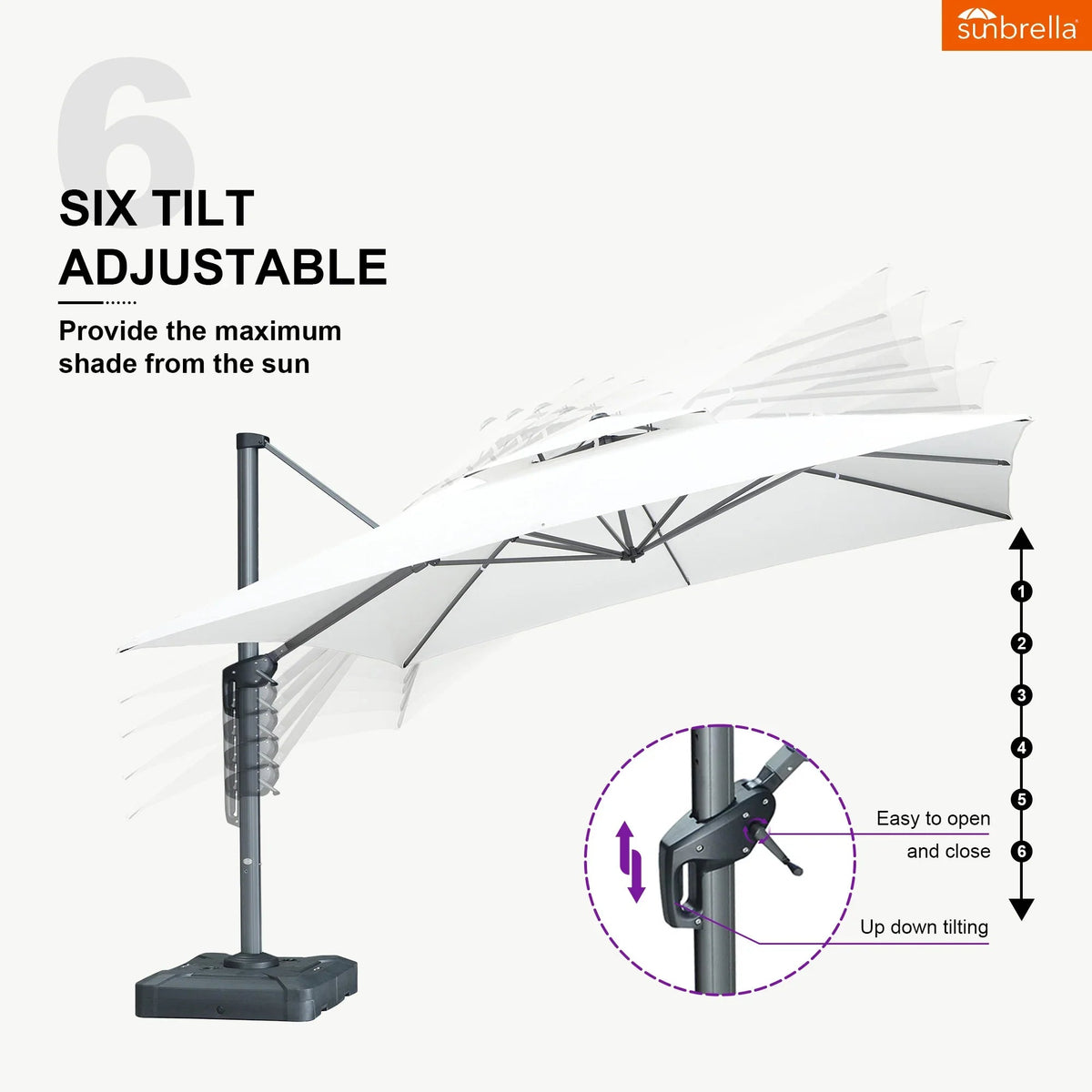 PURPLE LEAF SUNBRELLA Cantilever Umbrella Grey Aluminum Patio Umbrella