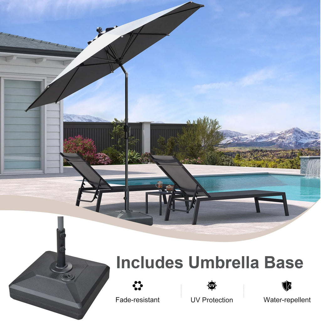 PURPLE LEAF Crank and Tilt Rectangular Outdoor Patio Market Umbrella with Base