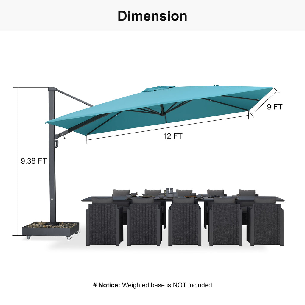 PURPLE LEAF Heavy Duty Cantilever Patio Umbrella Extra Large Outdoor Umbrella for Yard, Garden, Pool