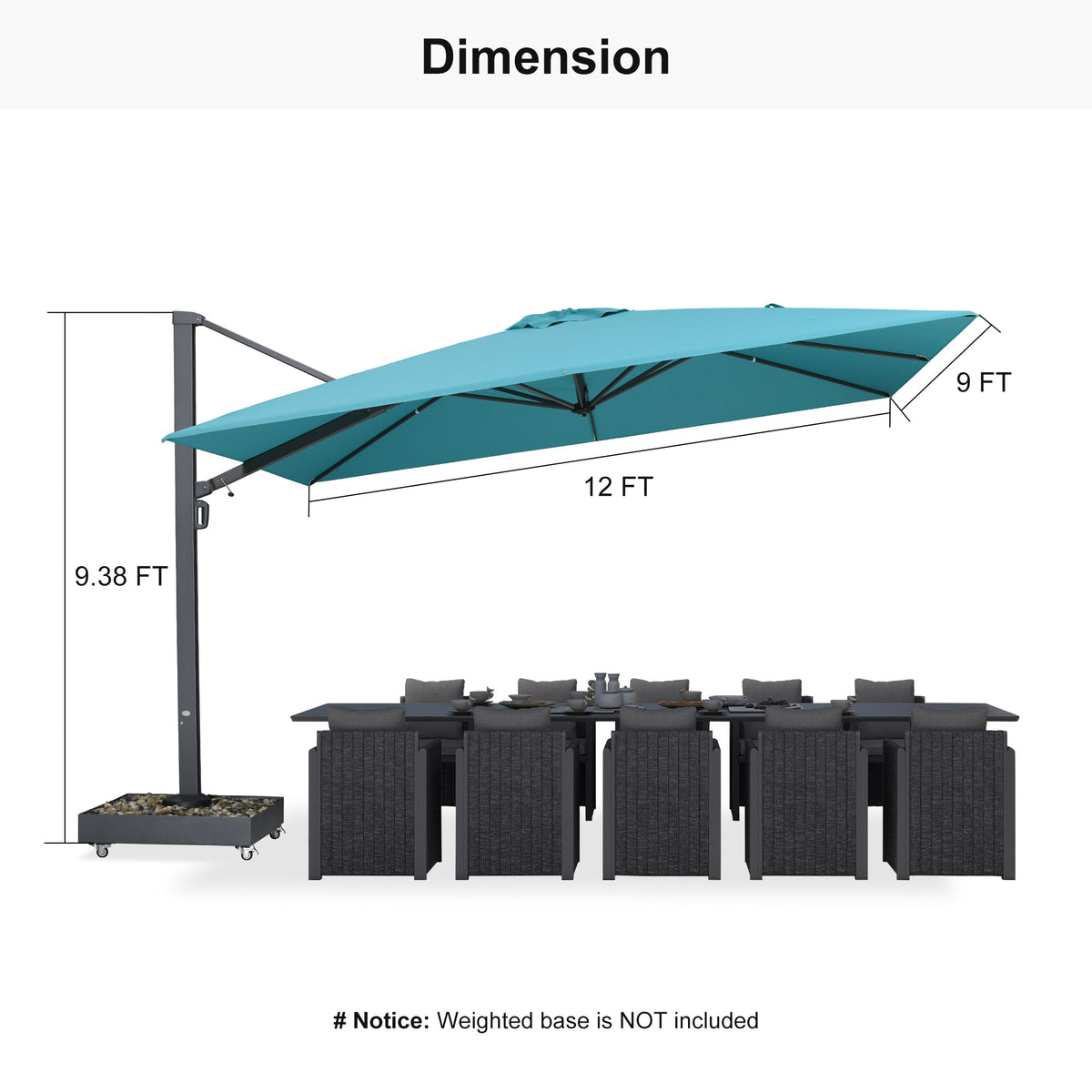 PURPLE LEAF Heavy Duty Cantilever Patio Umbrella Extra Large Outdoor Umbrella for Yard, Garden, Pool