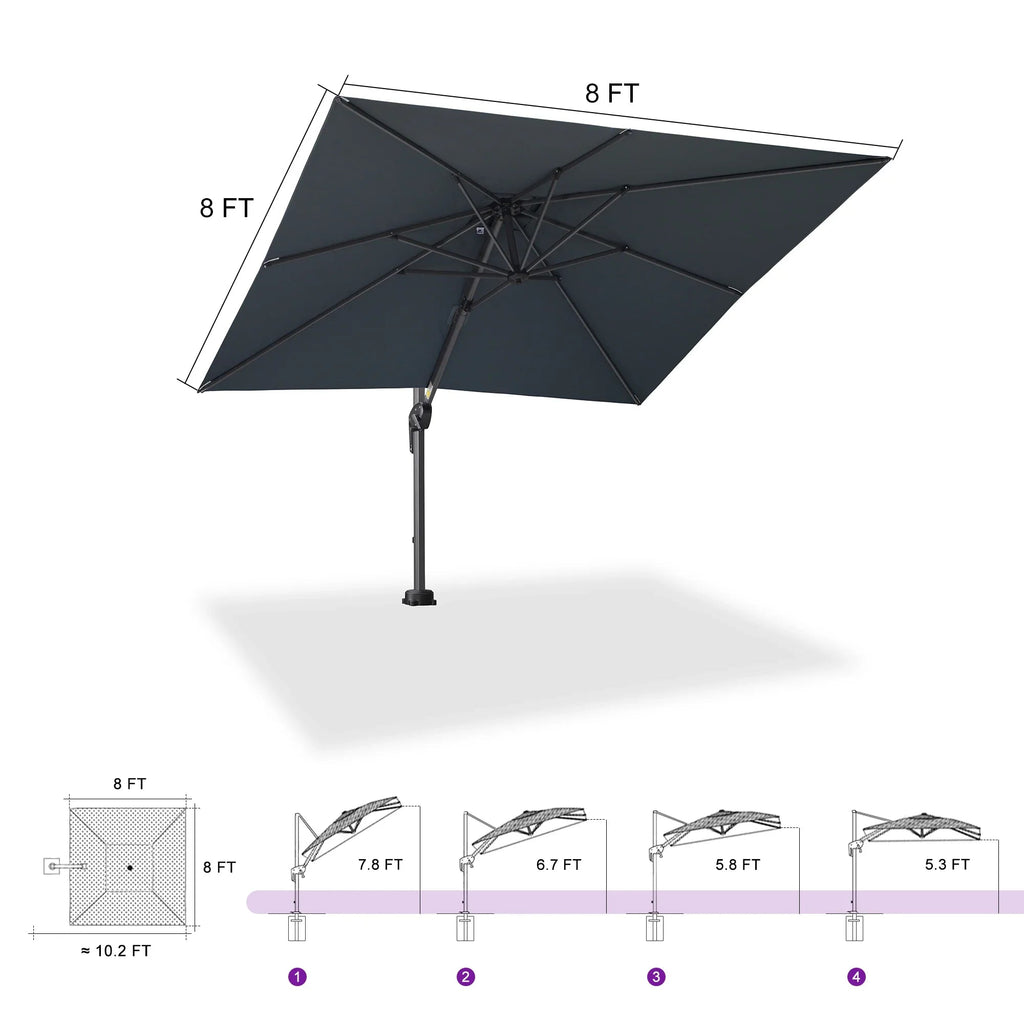 PURPLE LEAF Pool Umbrella Outdoor Cantilever Umbrella with In-ground Base