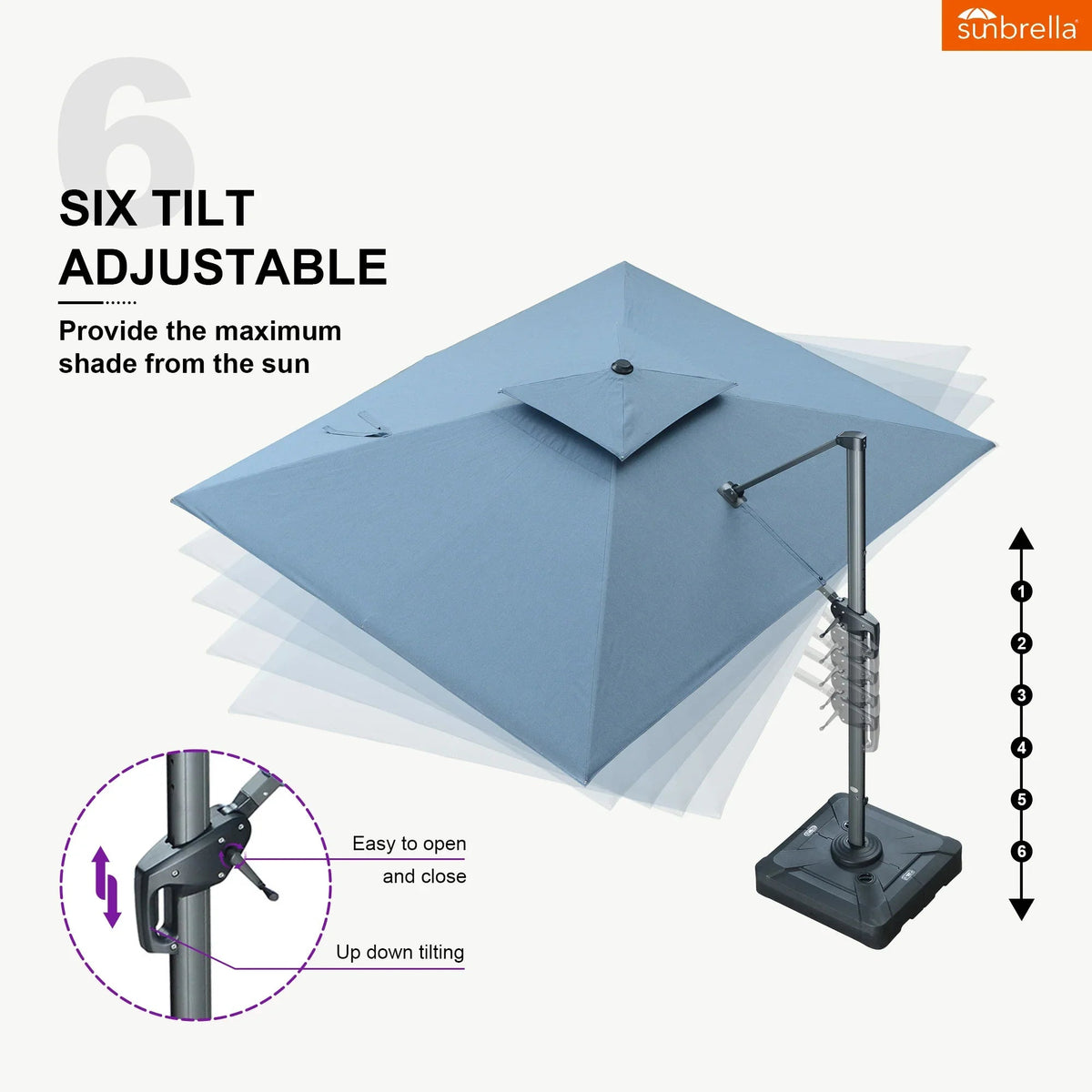 PURPLE LEAF SUNBRELLA Cantilever Umbrella Grey Aluminum Patio Umbrella