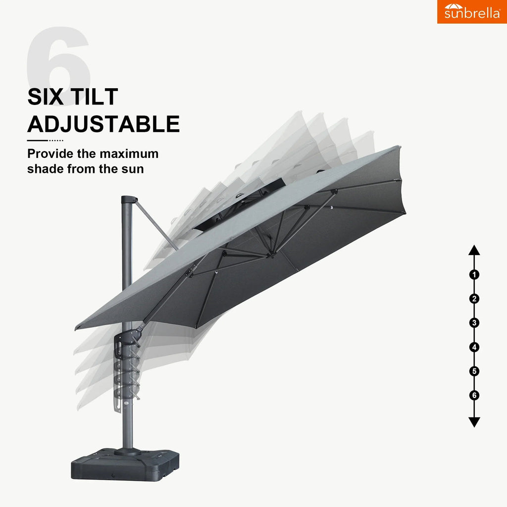 PURPLE LEAF SUNBRELLA Cantilever Umbrella Grey Aluminum Patio Umbrella