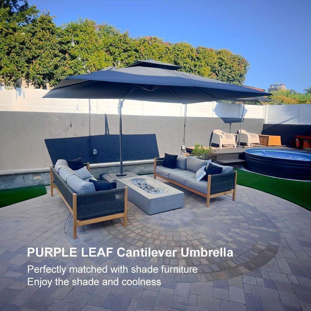 PURPLE LEAF Cantilever Patio Umbrella Gray Pole Outdoor Umbrella with UV Protection