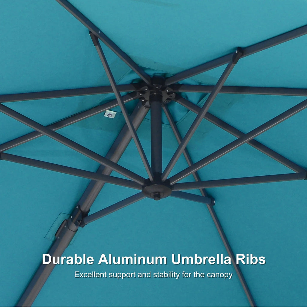 PURPLE LEAF Pool Umbrella Outdoor Cantilever Umbrella with In-ground Base