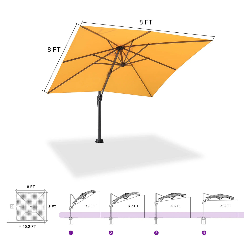 PURPLE LEAF Pool Umbrella Outdoor Cantilever Umbrella with In-ground Base