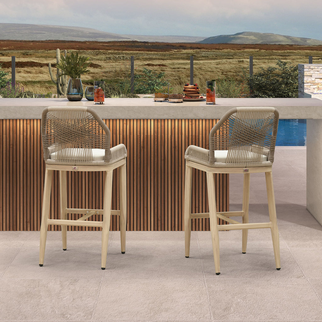 PURPLE LEAF Patio Bar Stools Counter Stools Outdoor Rattan Chairs with Back Modern Aluminum Woven Barstools for Garden Patio Kitchen Indoor