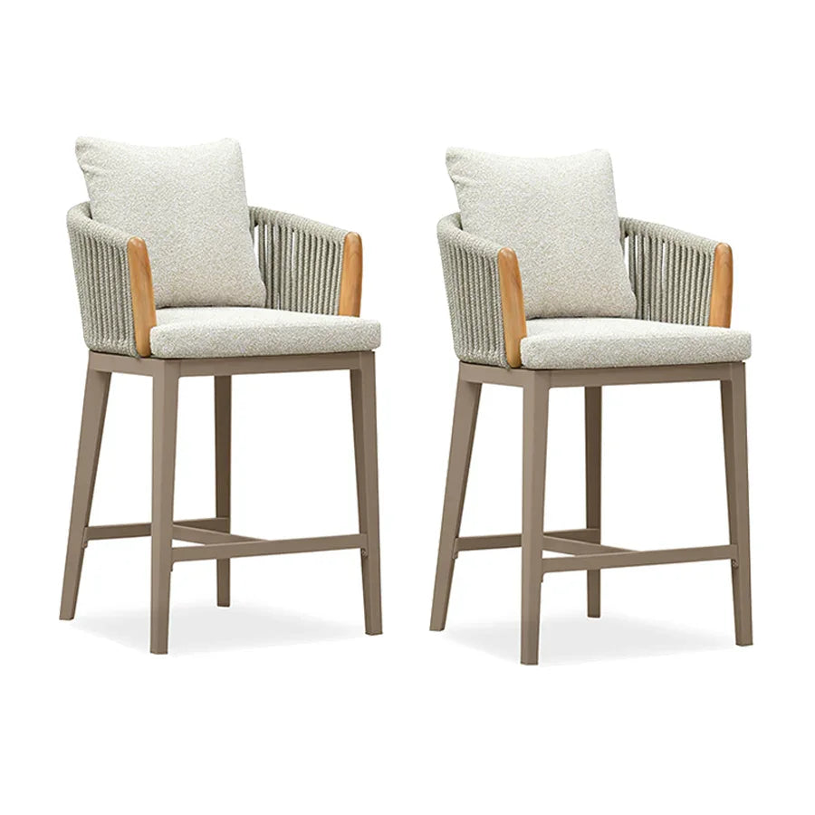 PURPLE LEAF Hailar Outdoor Bar Stools Chair Modern Rattan Bar Stool with Back and Cushion for Balcony, Indoor or Outdoor, Kitchen Island