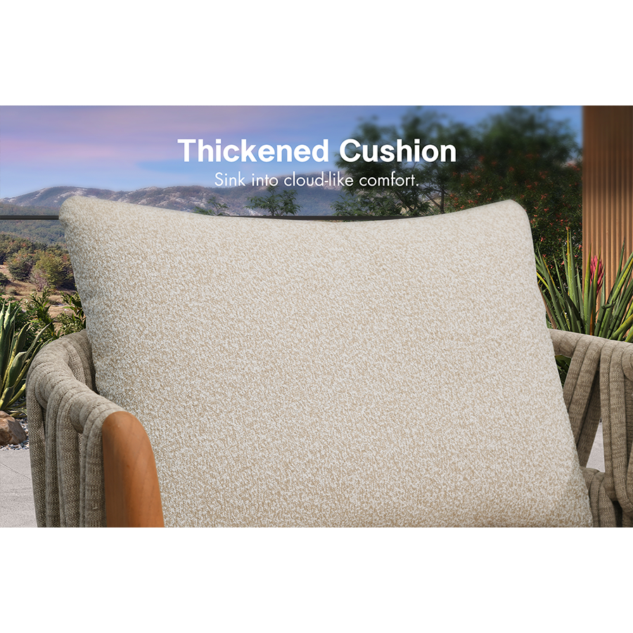 PURPLE LEAF Luxury  Hailar Olefin Patio Chaise Lounge Chair , Upholstered Pool Aluminium Lounge Chairs for Outdoor with Teak Armres for Deck, Pool, Lawn, Garden, Courtyard, Porch