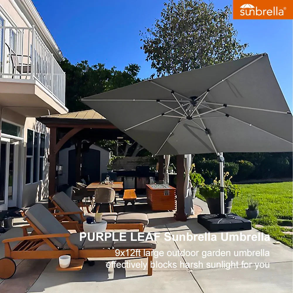 PURPLE LEAF – Parasol de terrasse Premium Classic SUNBRELLA déporté