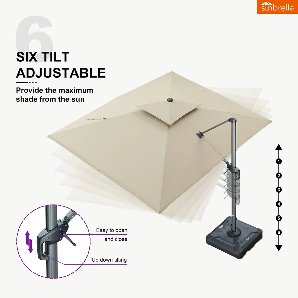 PURPLE LEAF SUNBRELLA Cantilever Umbrella Grey Aluminum Patio Umbrella