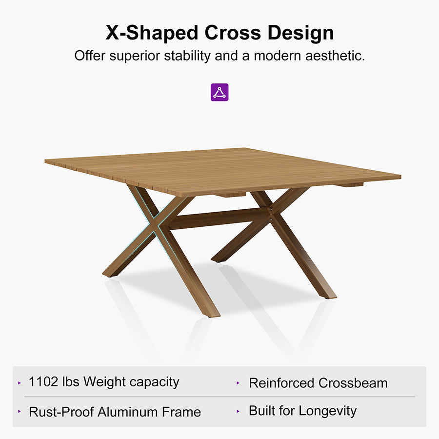 PURPLE LEAF Outdoor Dining Set All Weather Wicker Patio Dining Set with Rectangular Aluminum Table and Modern Armrest Dining Chairs for Garden Deck Backyard Kitchen