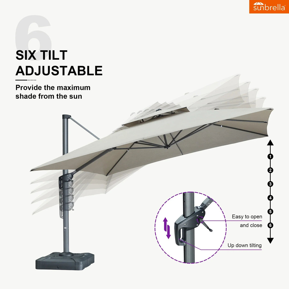 PURPLE LEAF SUNBRELLA Cantilever Umbrella Grey Aluminum Patio Umbrella