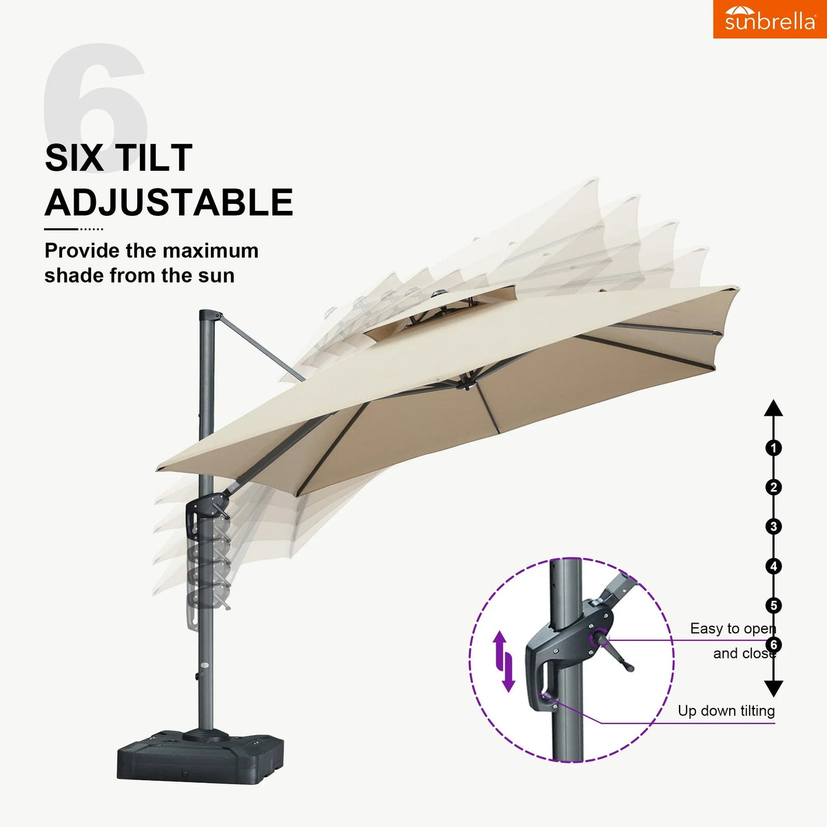 PURPLE LEAF SUNBRELLA Cantilever Umbrella Grey Aluminum Patio Umbrella