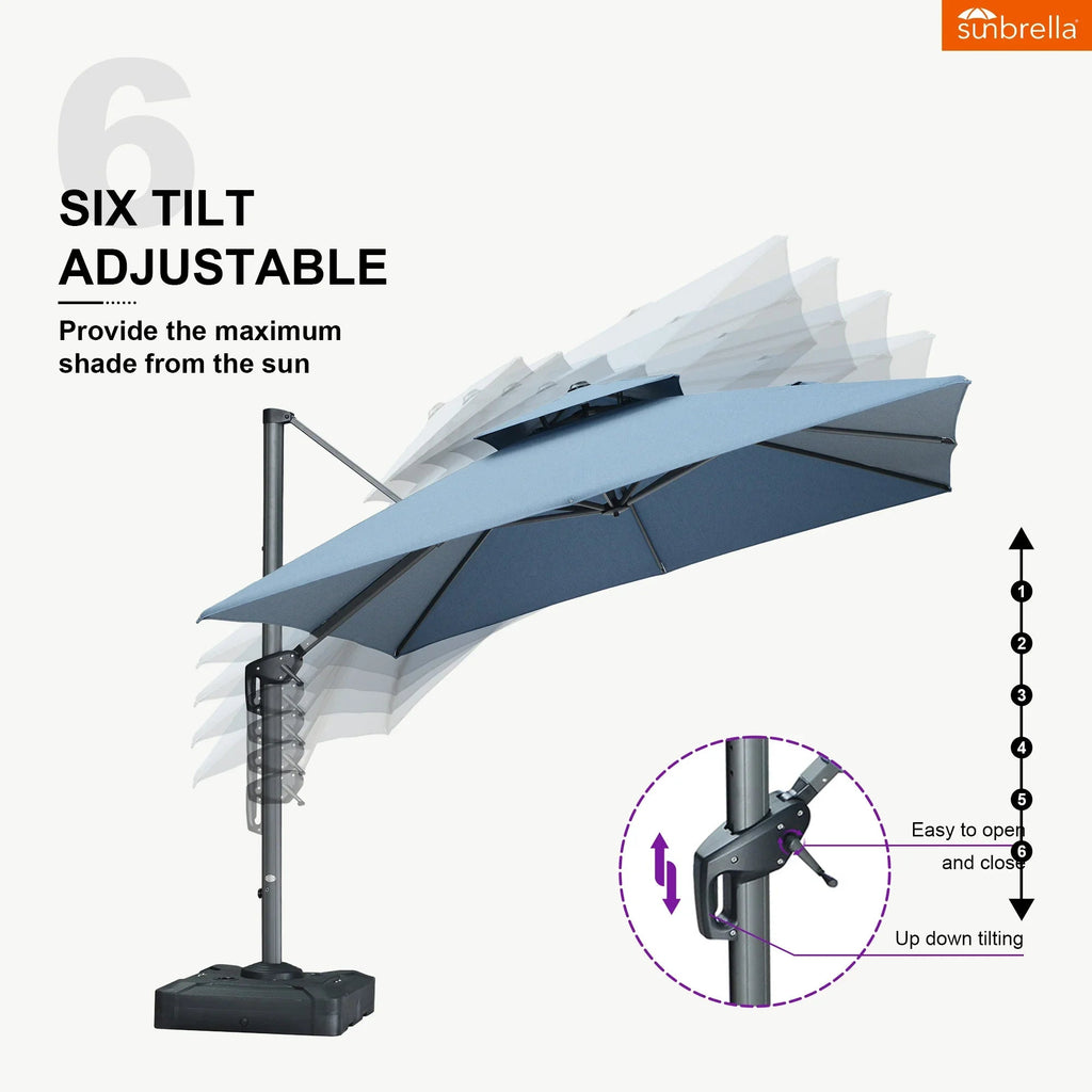 PURPLE LEAF SUNBRELLA Cantilever Umbrella Grey Aluminum Patio Umbrella