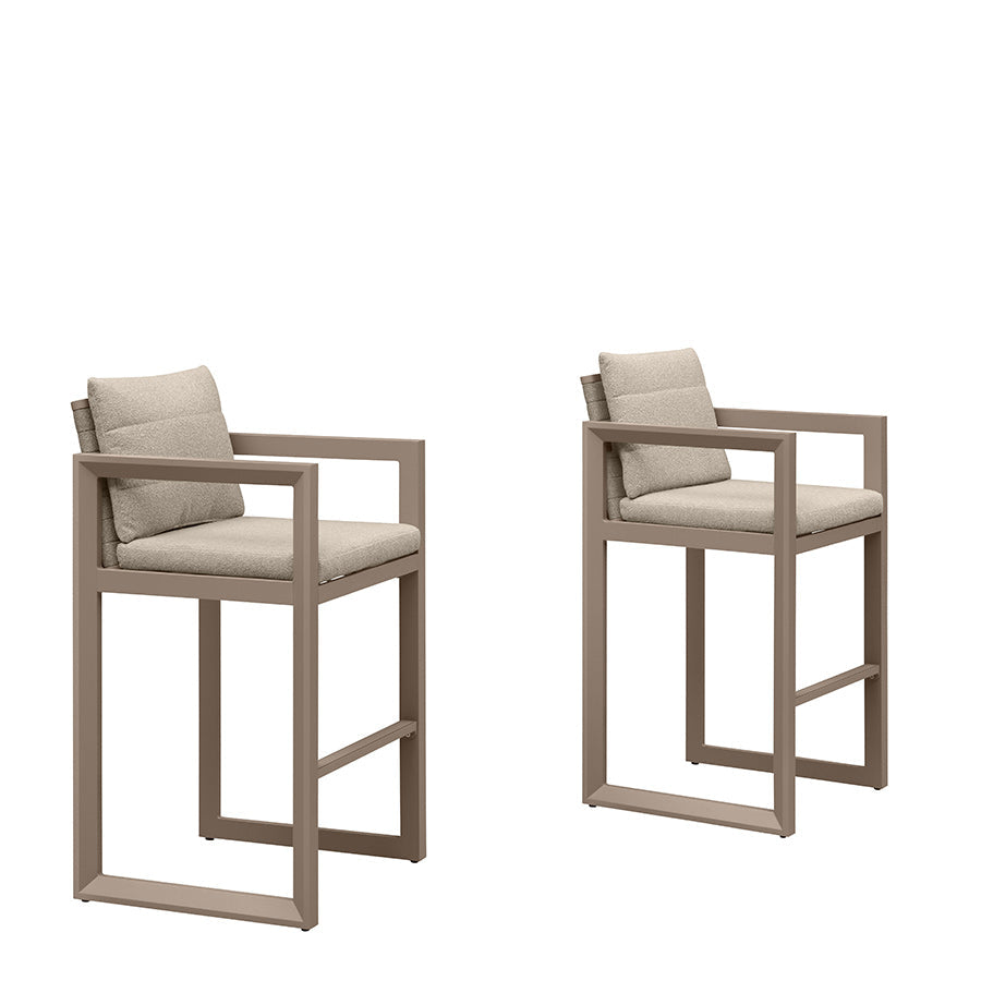 PURPLE LEAF Caesar Bar Stools Modern Aluminum Barstools with Stainless Removable Cushion for Kitchen Outside Island Backyard