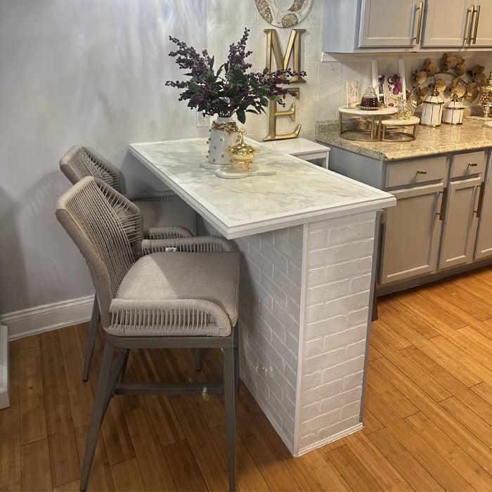 PURPLE LEAF Bar Stools Set of 4 Outdoor Aluminum Barstools with Back Modern Wicker Rattan Boho Garden Pool Patio Bar Chairs