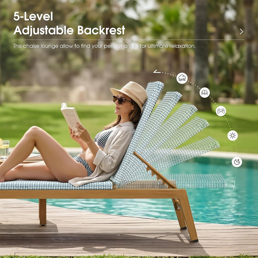 PURPLE LEAF Pool Oversized Lounge Chairs Rattan Aluminium Patio Chaise Lounge Outdoor Adjustable Recliner Finish Loungers Woven PE Sun Chairs for Poolside Deck Beach