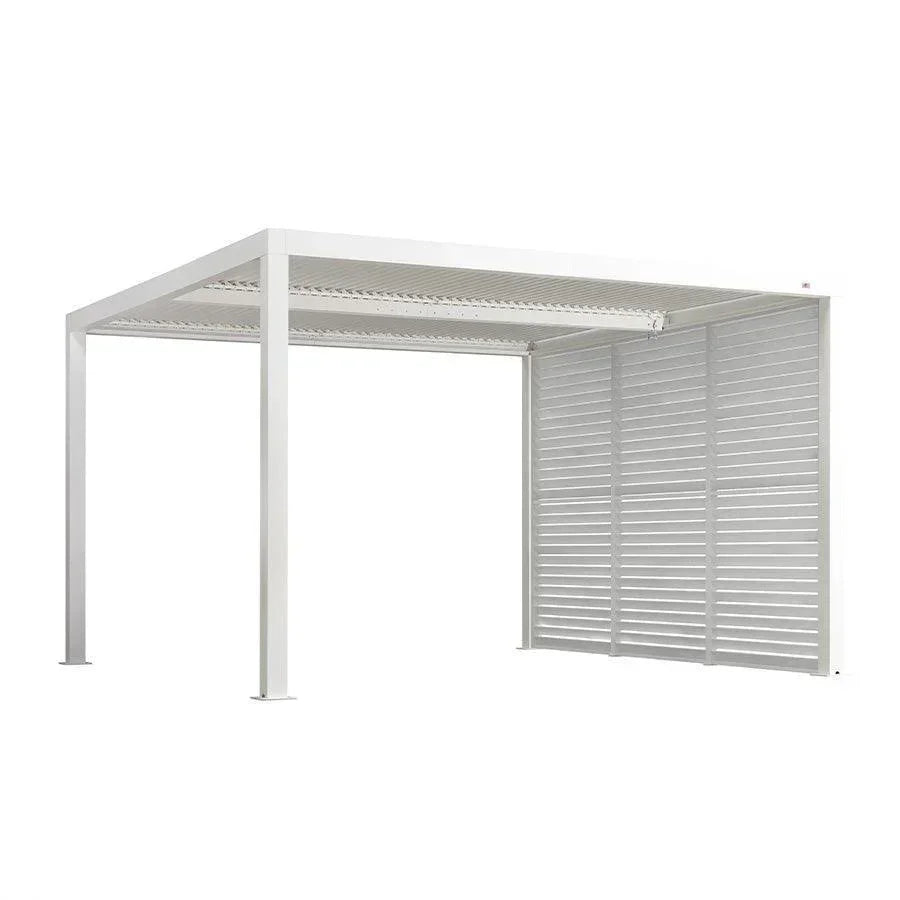PURPLE LEAF Athena Louvered Pergola white Outdoor Aluminum Pergola with Shutter Wall Adjustable Gazebo Rainproof for Patio Deck Garden