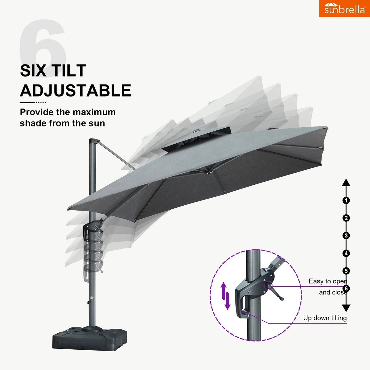 PURPLE LEAF SUNBRELLA Cantilever Umbrella Grey Aluminum Patio Umbrella