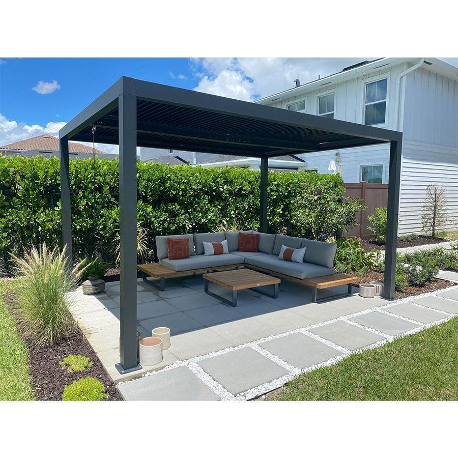 PURPLE LEAF Athena Louvered Pergola Outdoor Aluminum Pergola with Adjustable Roof for Deck Backyard Garden Hardtop Gazebo