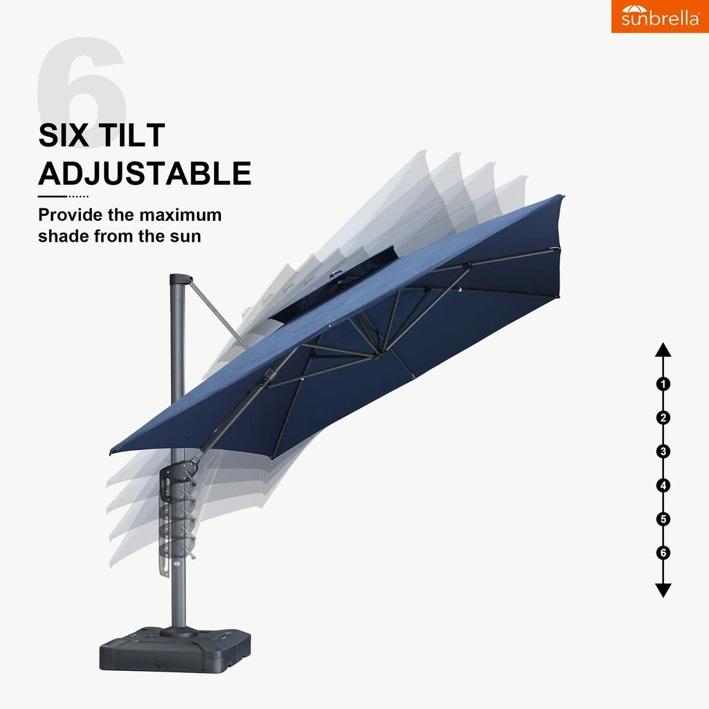 PURPLE LEAF SUNBRELLA Cantilever Umbrella Grey Aluminum Patio Umbrella