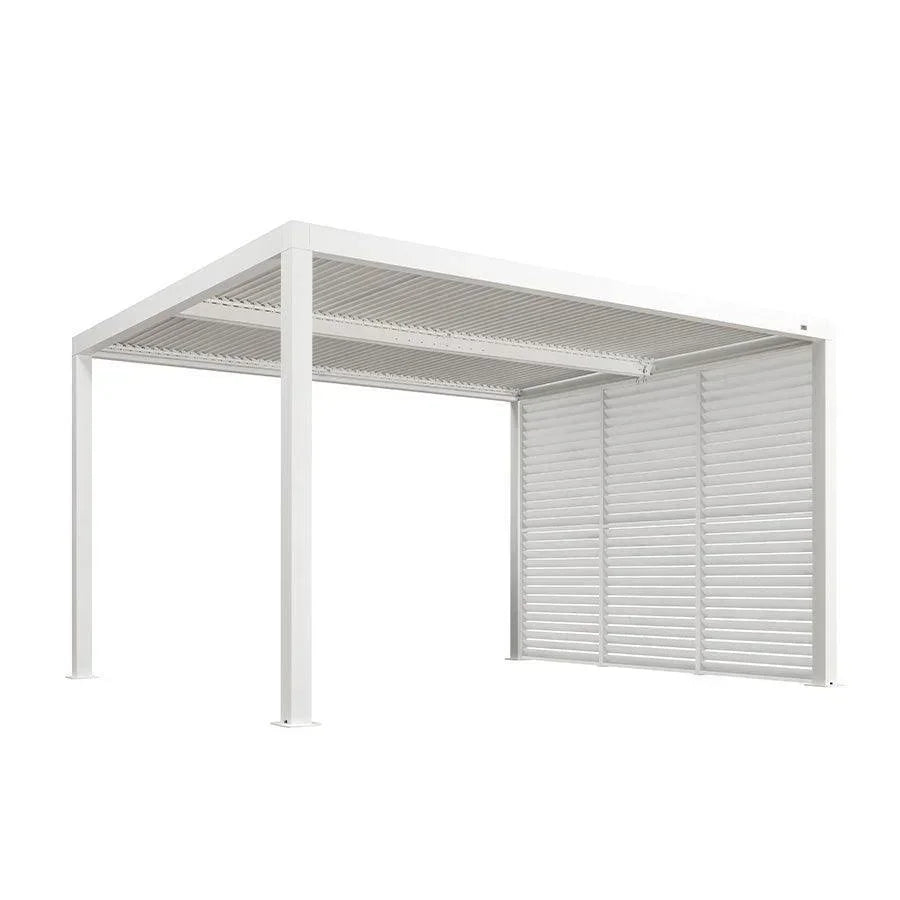 PURPLE LEAF Athena Louvered Pergola white Outdoor Aluminum Pergola with Shutter Wall Adjustable Gazebo Rainproof for Patio Deck Garden