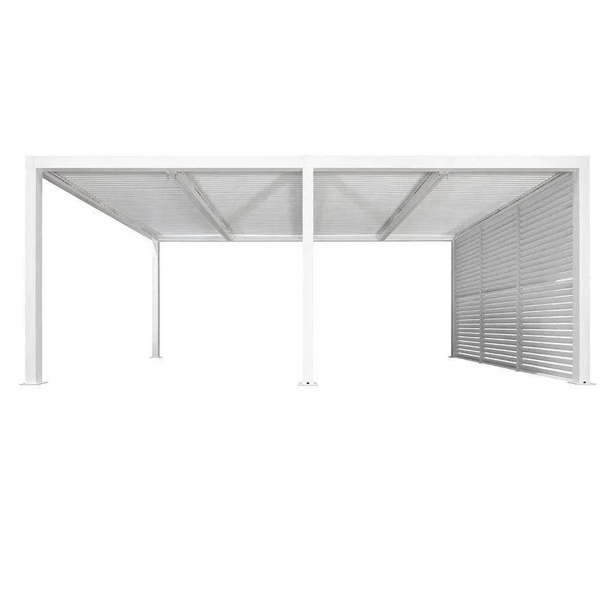PURPLE LEAF Athena Louvered Pergola white Outdoor Aluminum Pergola with Shutter Wall Adjustable Gazebo Rainproof for Patio Deck Garden